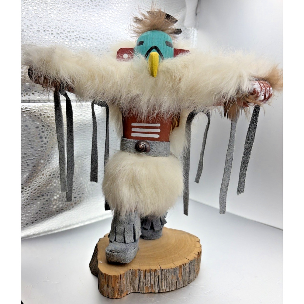 Signed Eagle Kachina Doll-N. Yazzo 9” SW Native American Hand Carved Figure. - Picture 2 of 9